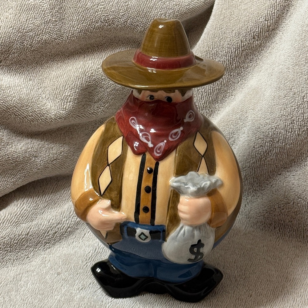 Cowboy Bandit Ceramic Bottle Holder Western Decor‎
